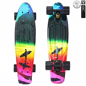 Скейтборд виниловый Y-Scoo Fishskateboard Print 22" 401G-O с сумкой, дизайн Побережье (RT, 5823rt)